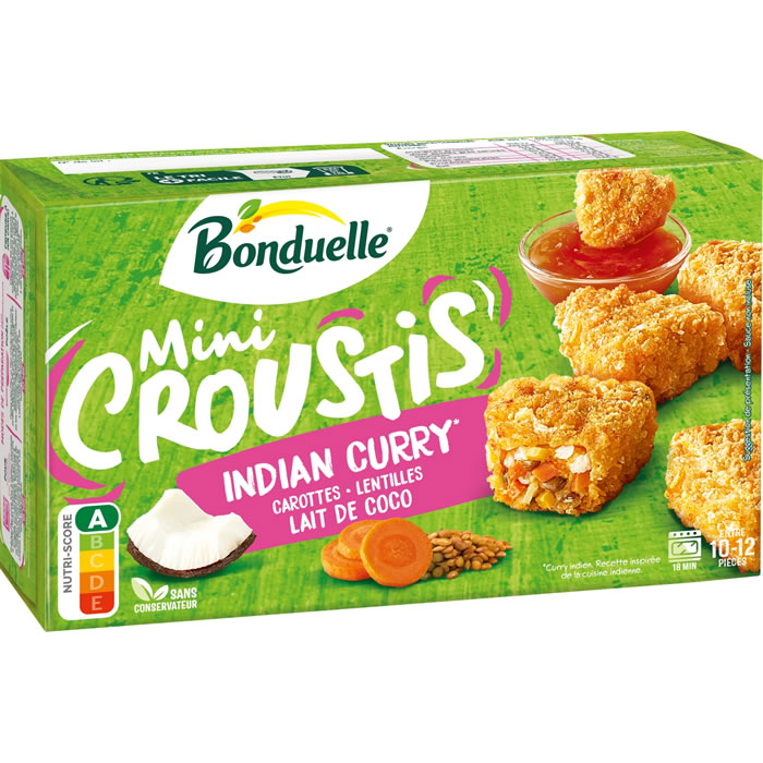 BONDUELLE Mini Croustis – Bouchées panées au curry indien, lentilles et lait de coco 240g