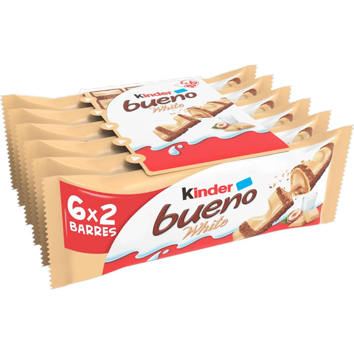 KINDER Bueno White Barres chocolatées chocolat blanc et noisettes 6x2x19.2g