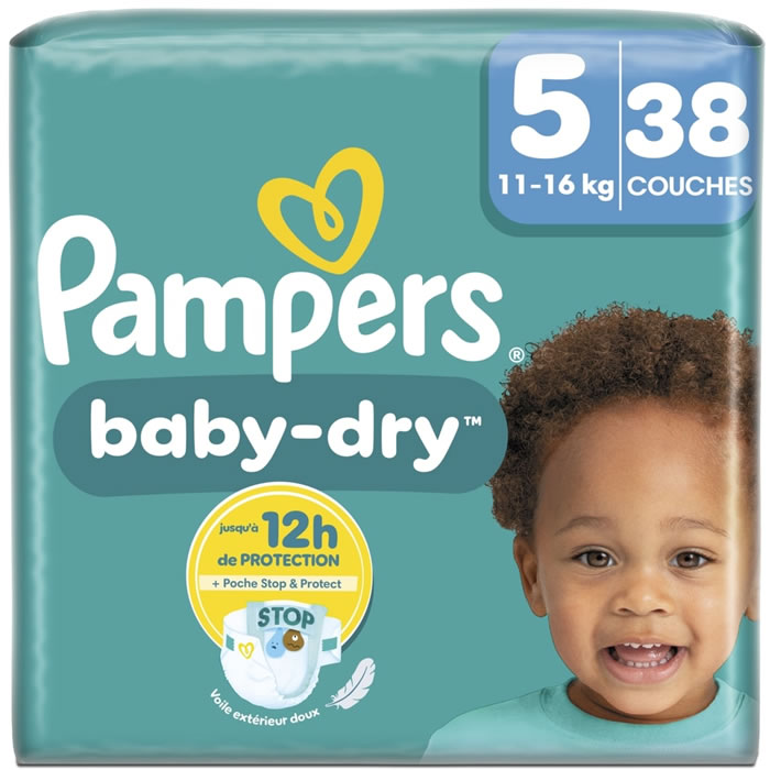 PAMPERS Baby-Dry – Couches taille 5 (11-16 kg) 38 couches
