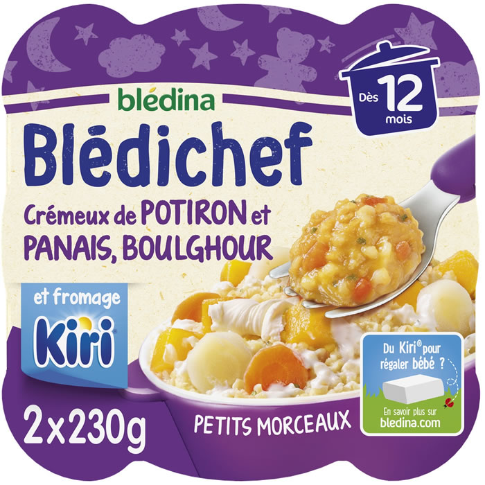 BLEDINA Blédichef – Potiron, panais, boulgour et fromage Kiri 2×230 g