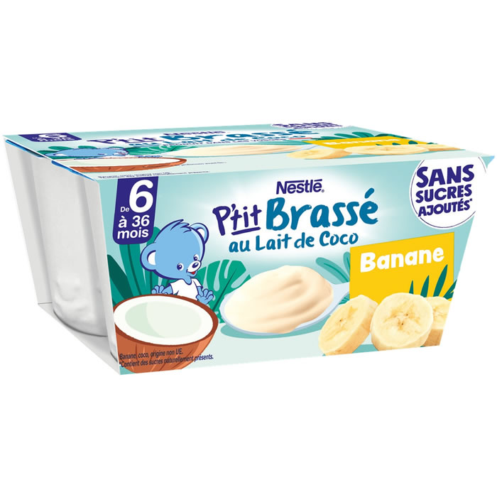 NESTLE P’tit Brassé – Banane et lait de coco 4 x 90 g