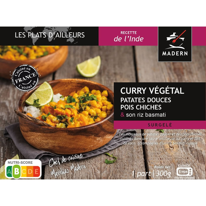MADERN – Riz basmati au curry végétal et patates douces micro-ondes 300g