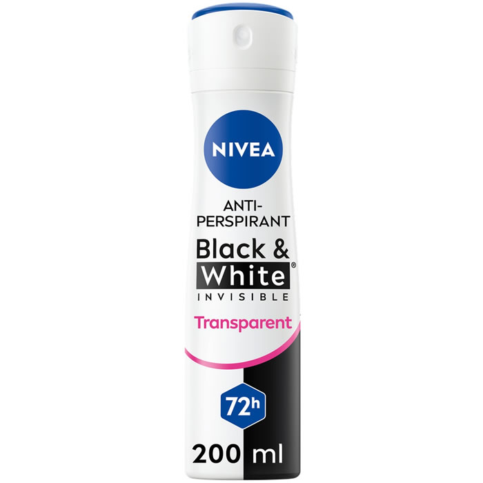 NIVEA Black & White Invisible – Déodorant spray anti-traces anti-transpirant 48h 200 ml