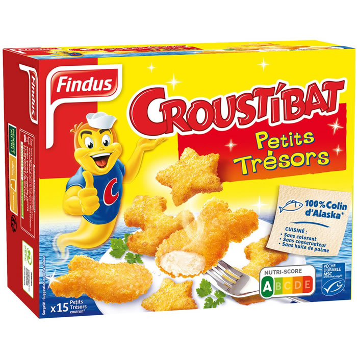 FINDUS Croustibat – Petits trésors de poissons panés colin MSC 450g