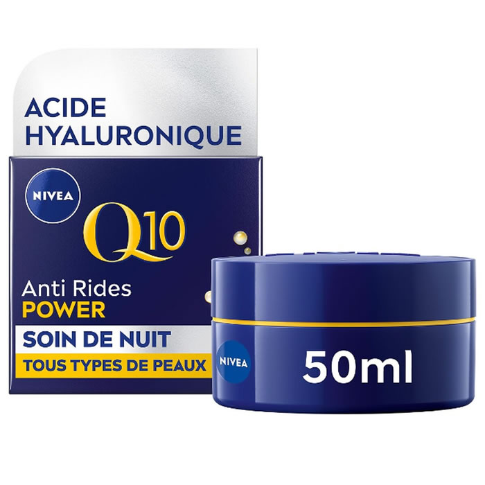 NIVEA Q10 – Crème soin nuit anti rides à l’acide hyaluronique 50 ml
