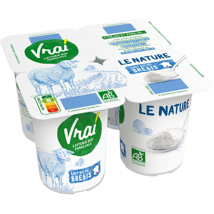 VRAI – Yaourts nature au lait de brebis 4 x 120 g