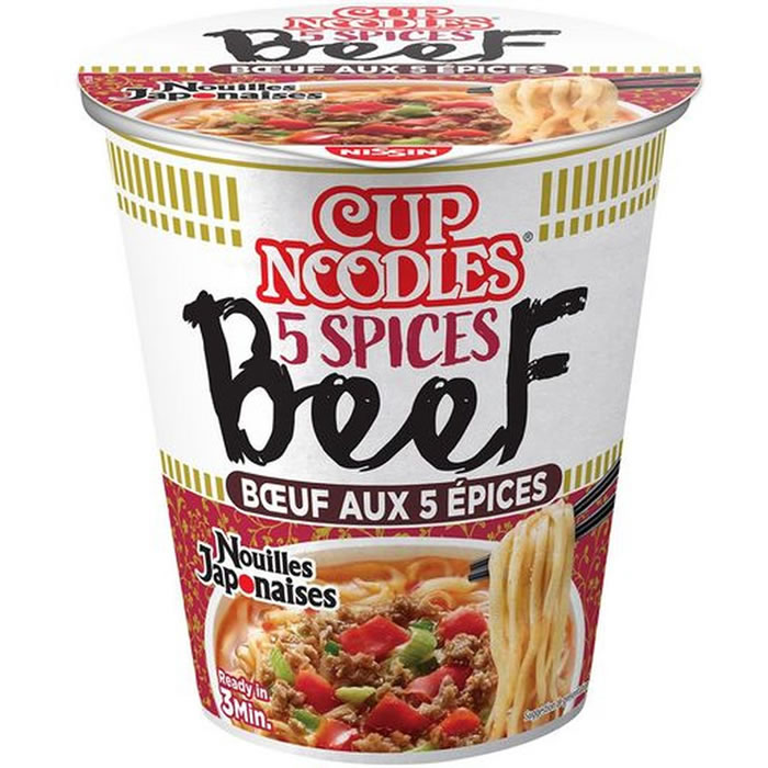 NISSIN – Soupe piquante de nouilles instantanées au boeuf 5 épices 64 g