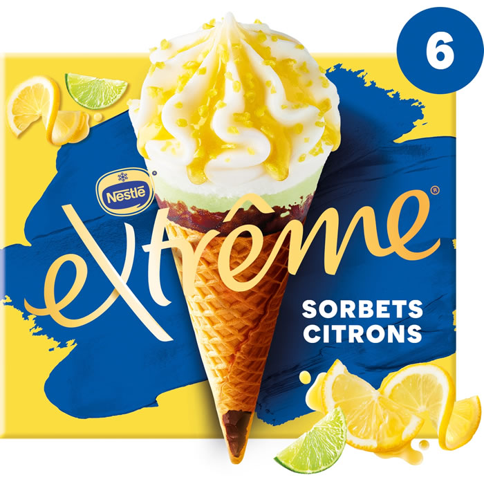 EXTRÊME – Cônes glacées au citron jaune et citron vert façon sorbet 6x71g