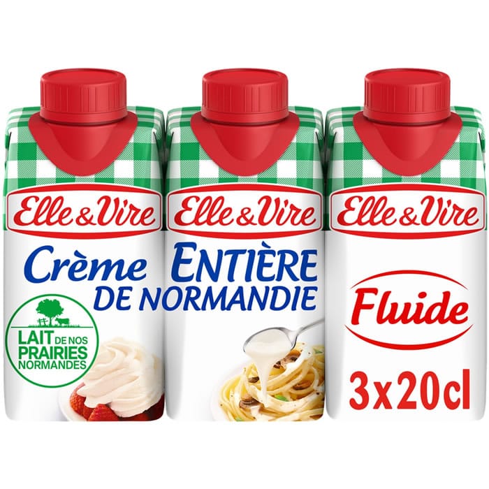 ELLE & VIRE – Crème fluide entière 30% M.G UHT – 3 x 20cl