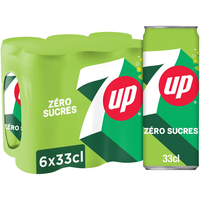SEVEN UP – Boisson gazeuse de citron et citron vert sans sucres 6 x 33 cl