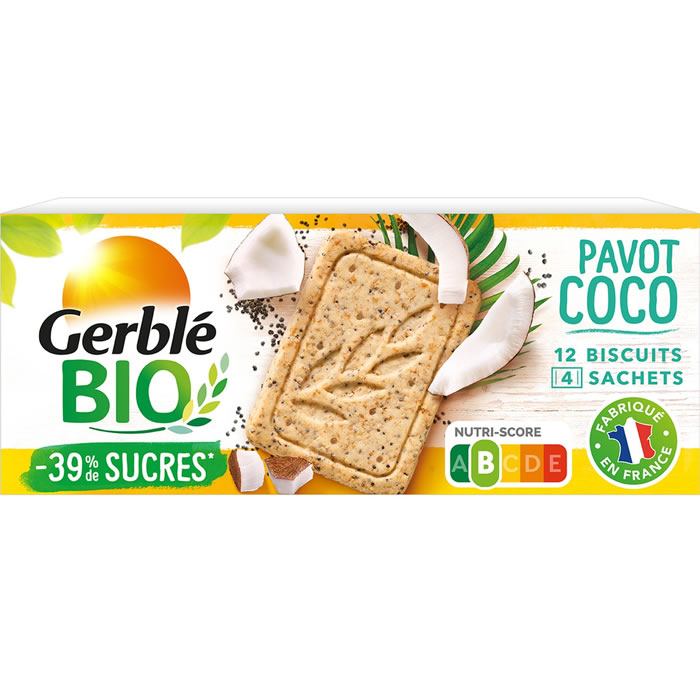 GERBLE Biscuits au pavot et noix de coco bio 130g