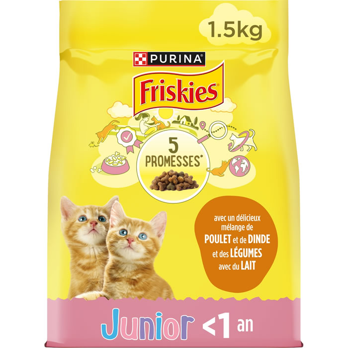 PURINA Friskies Croquettes pour chatons au poulet, dinde et légumes