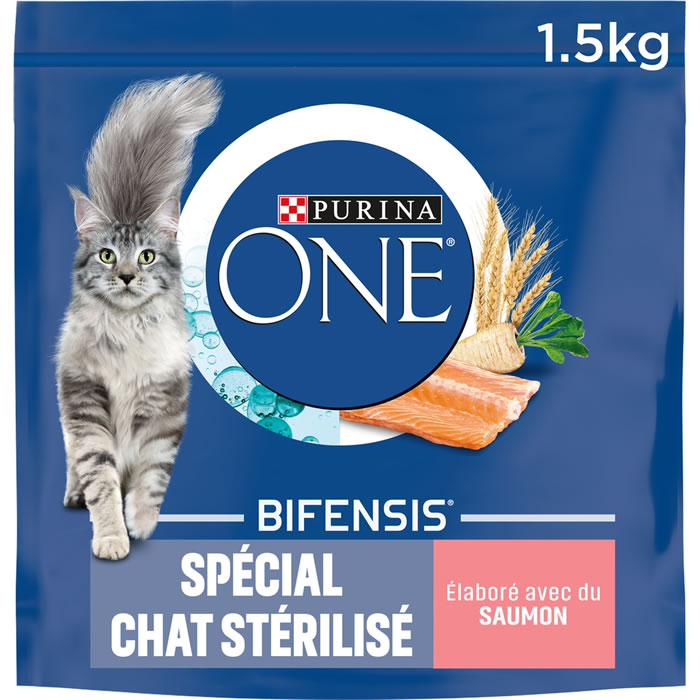 PURINA ONE – Croquettes stérilisés saumon et blé (1,5 kg)