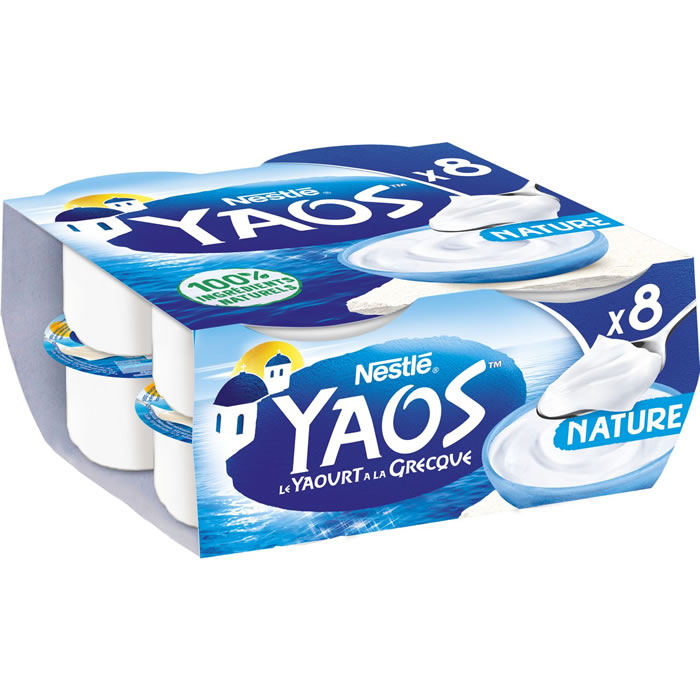 Yaourts à la grecque nature 8% M.G – NESTLE Yaos 8 x 125 g