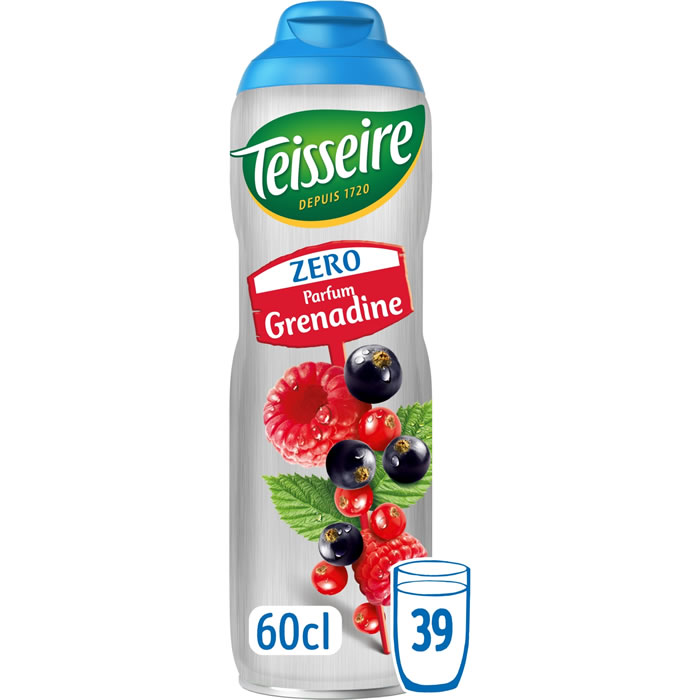TEISSEIRE Zéro – Sirop de grenadine sans sucres 60 cl