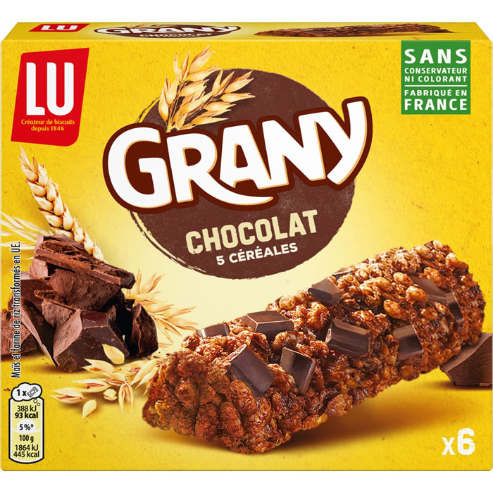 GRANY Barres céréalières au chocolat noir et 5 céréales