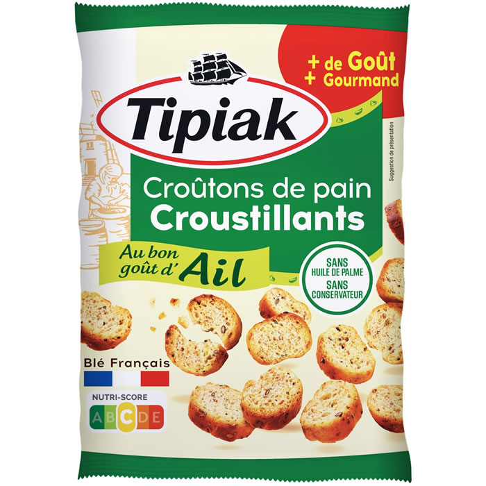TIPIAK – Croûtons de pain croustillants à l’ail 75g