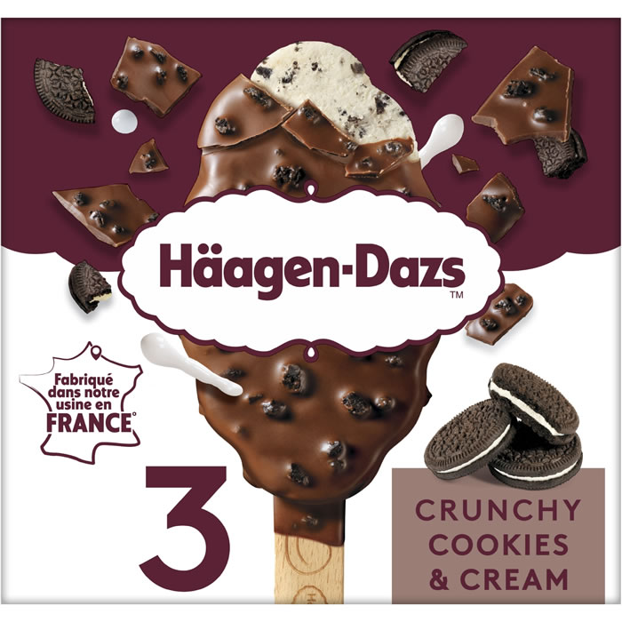 HÄAGEN-DAZS – Bâtonnets glacés à la vanille, cookie et chocolat 3×63,3g