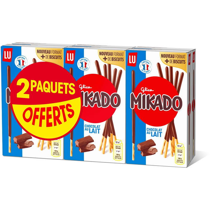 MIKADO – Bâtonnets de biscuits nappés au chocolat au lait 6x100g