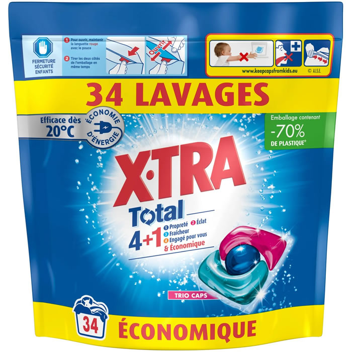 X-TRA Total Trio-Caps Lessive capsule Moyen Format 34 lavages