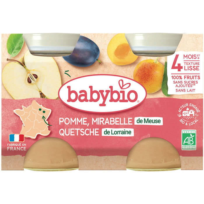 BABYBIO – Mirabelle pomme 2 x 130 g