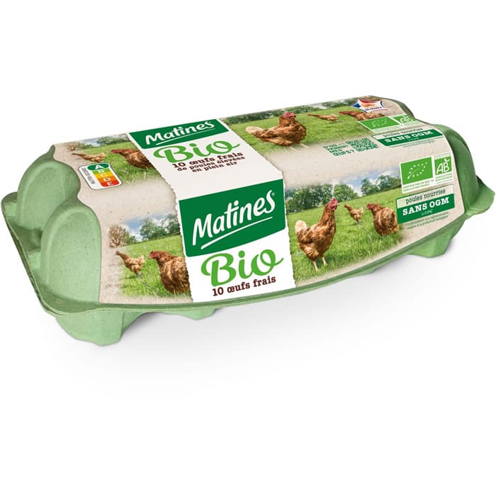 MATINES 10 Oeufs de poules élevées en plein air bio