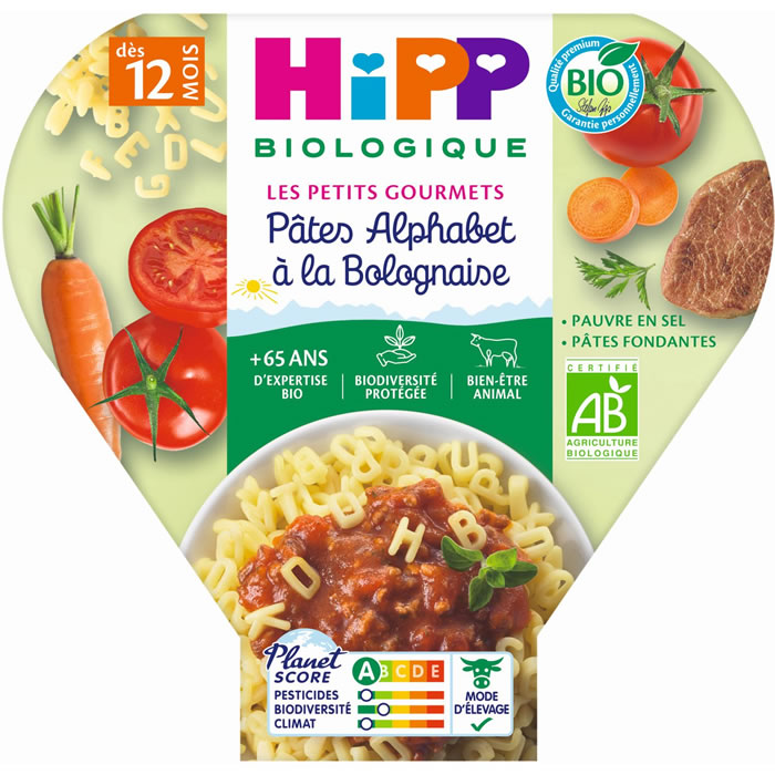 HIPP – Pâtes alphabet à la bolognaise bio 230 g