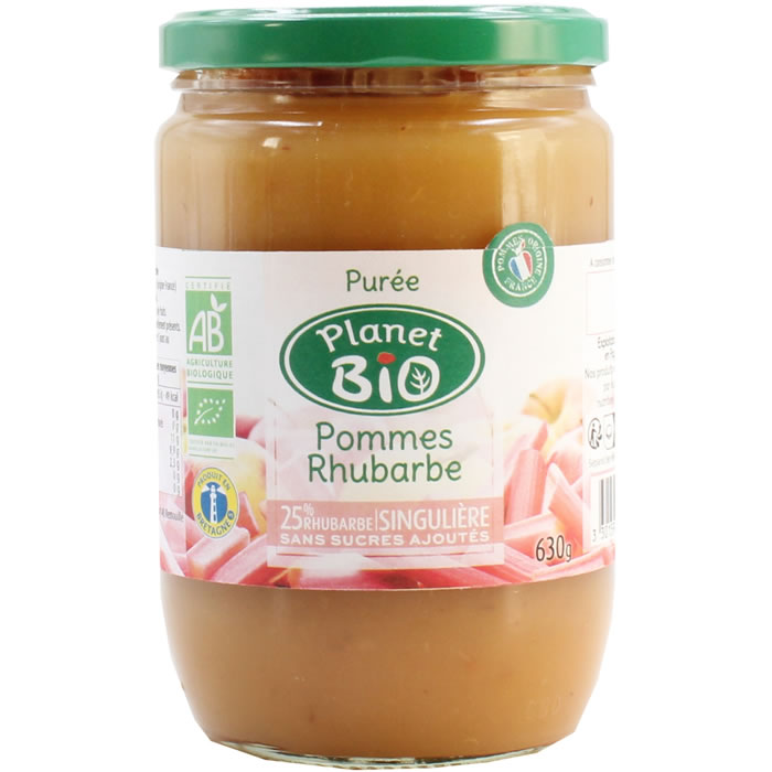 PLANET BIO – Purée de pommes rhubarbe bio 630 g
