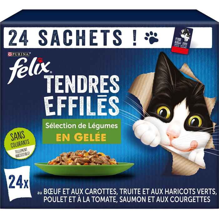 FELIX Effilés en gelée pour chats bœuf, truite et légumes