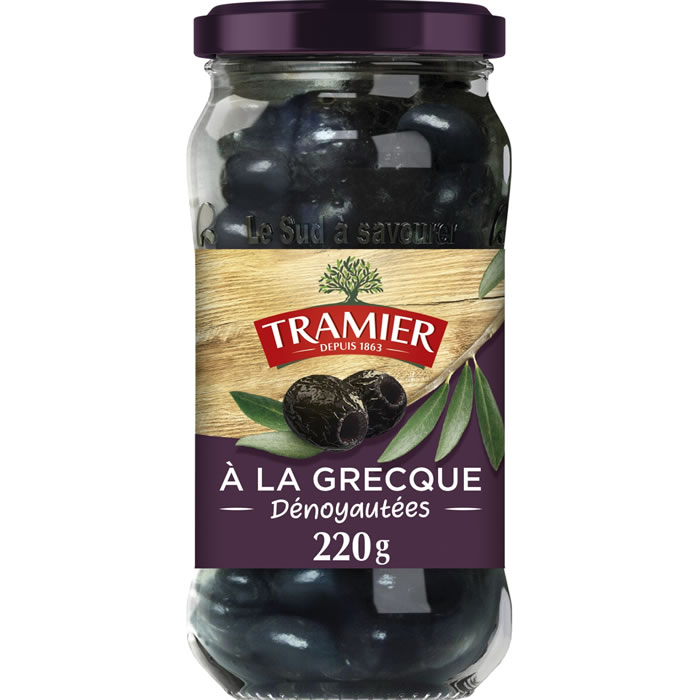 TRAMIER Olives noires à la grecque dénoyautées 220g