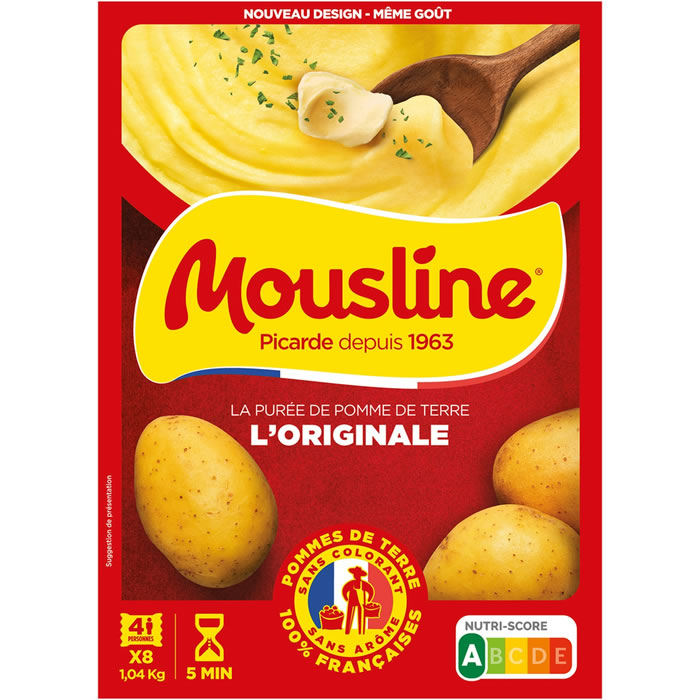MOUSLINE – Purée de pommes de terre nature 8 x 130g