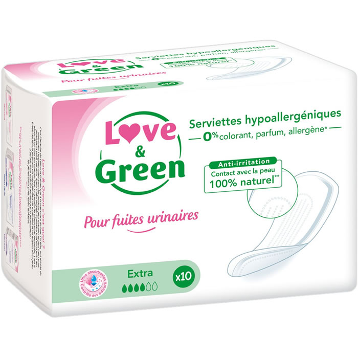 LOVE & GREEN Serviettes incontinence Super x10