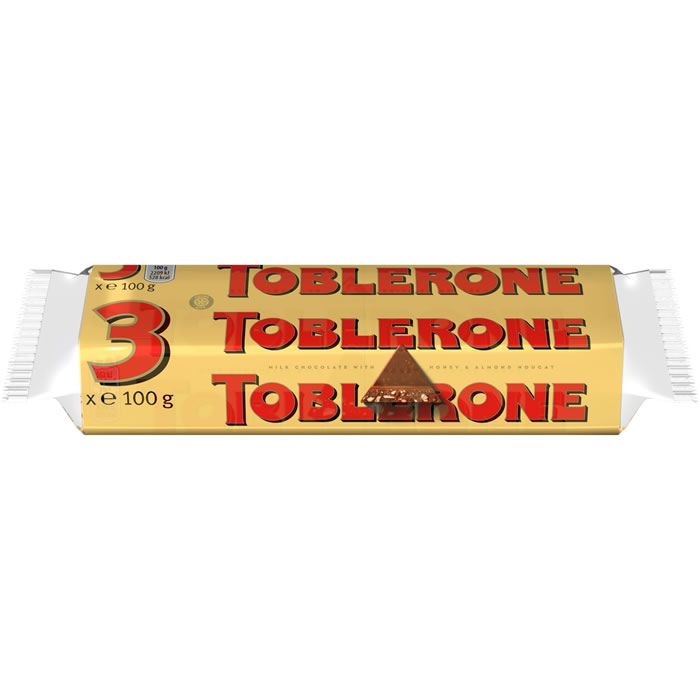 TOBLERONE Barres chocolatées au lait et nougat 3x100g