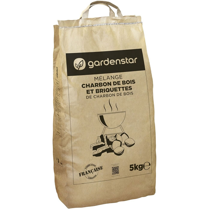 GARDENSTAR Mélange de charbon de bois et briquettes (5 kg)