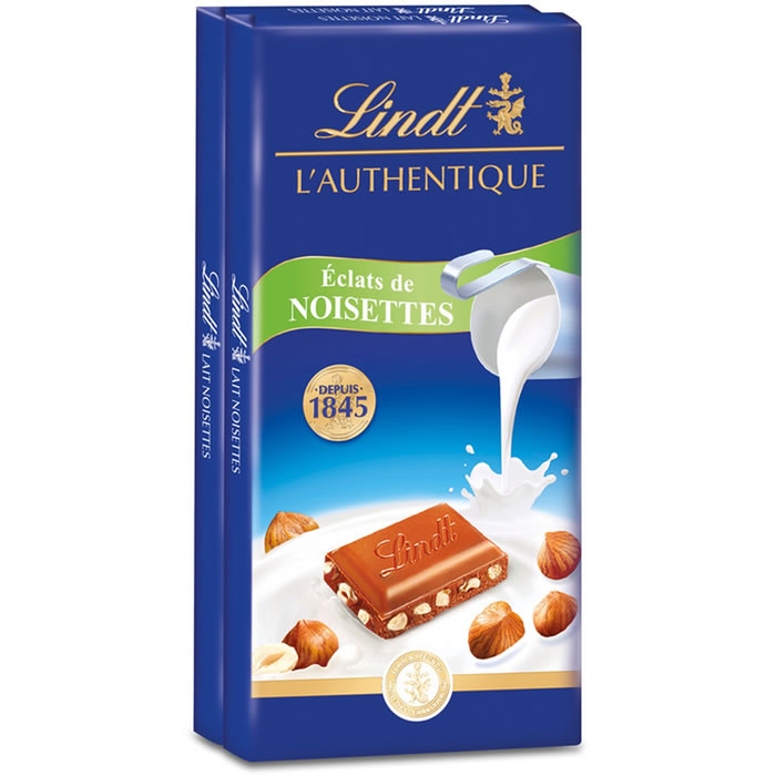 LINDT – Tablette de chocolat au lait aux noisettes 2x100g
