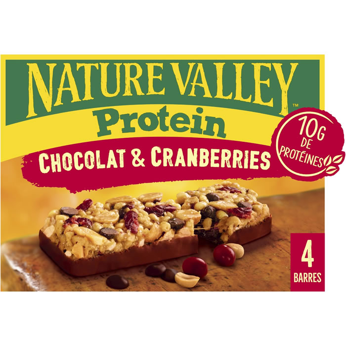 NATURE VALLEY Protein Barres protéinées à la cacahuète, chocolat noir, cranberries