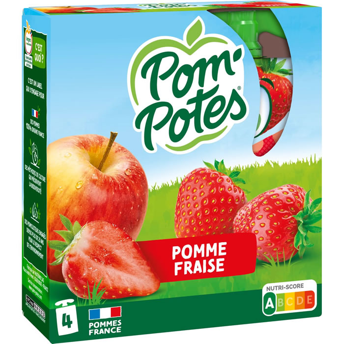 POM’POTES – Dessert à la pomme et à la fraise 4 x 90 g