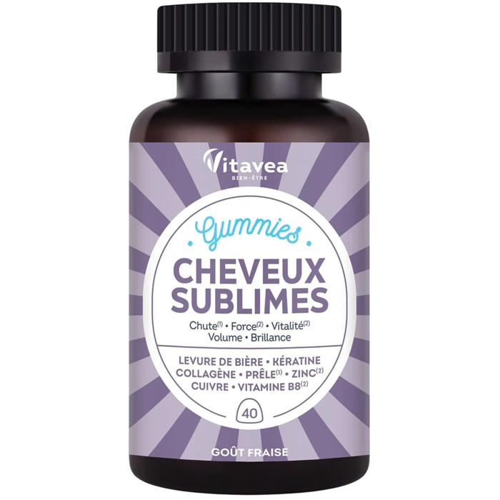 VITAVEA – Complément alimentaire gummies pour cheveux à la fraise 40 gummies