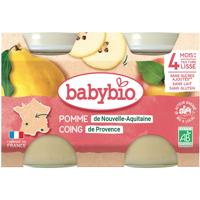 BABYBIO – Pomme et coing 2 x 130 g