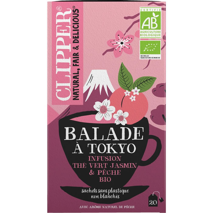 CLIPPER Infusion thé vert jasmin et pêche bio (20 sachets, 40g)