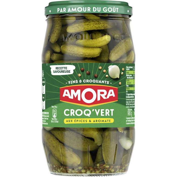 AMORA – Cornichons fins aux 6 épices et aromates – 540 g