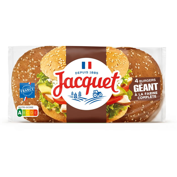 JACQUET – Pains hamburgers géants à la farine complète 330g
