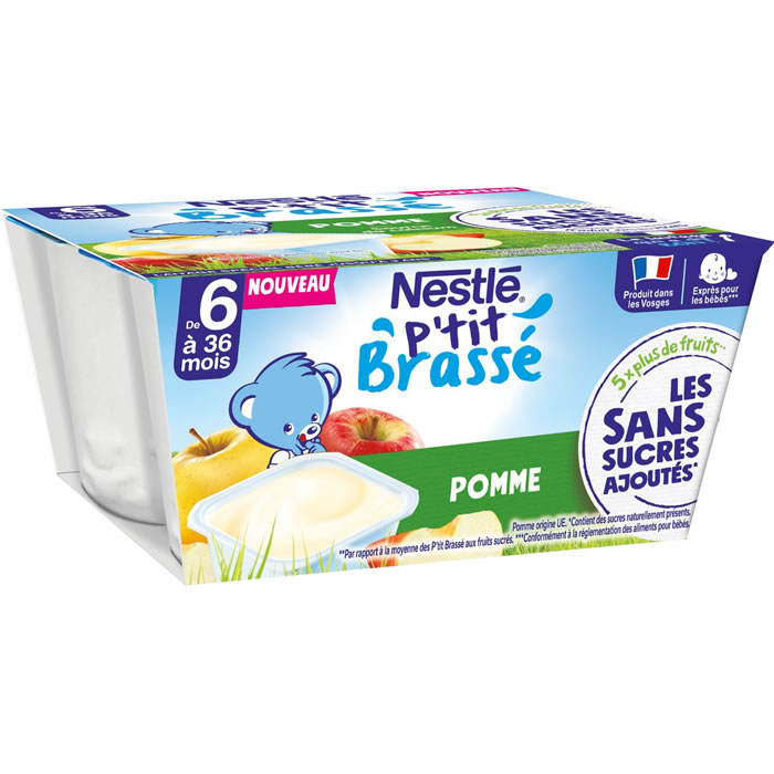 NESTLE P’tit Brassé – Dessert à la pomme 4 x 90 g
