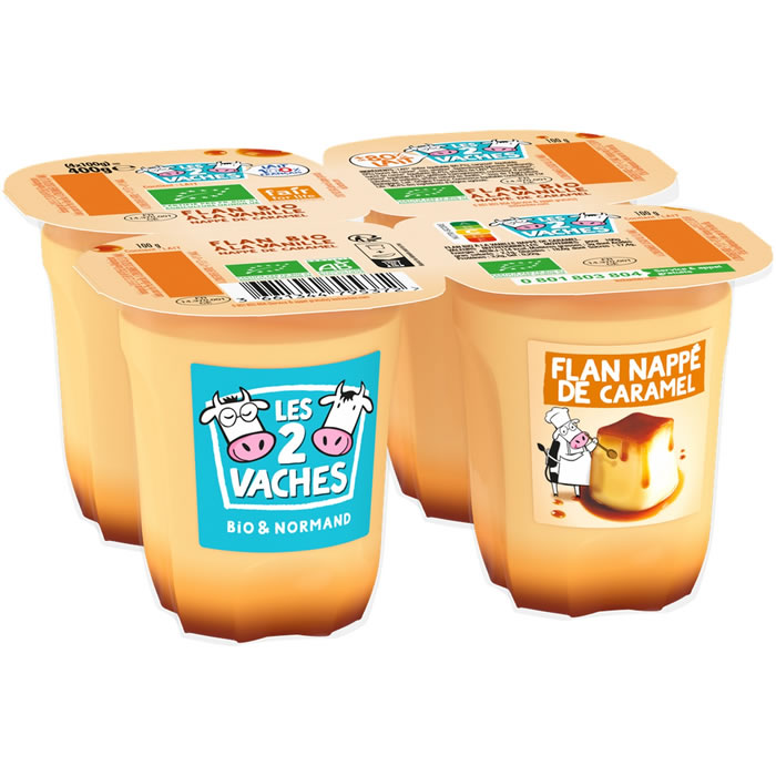 Les 2 Vaches – Flan à la vanille et caramel bio 4x100g