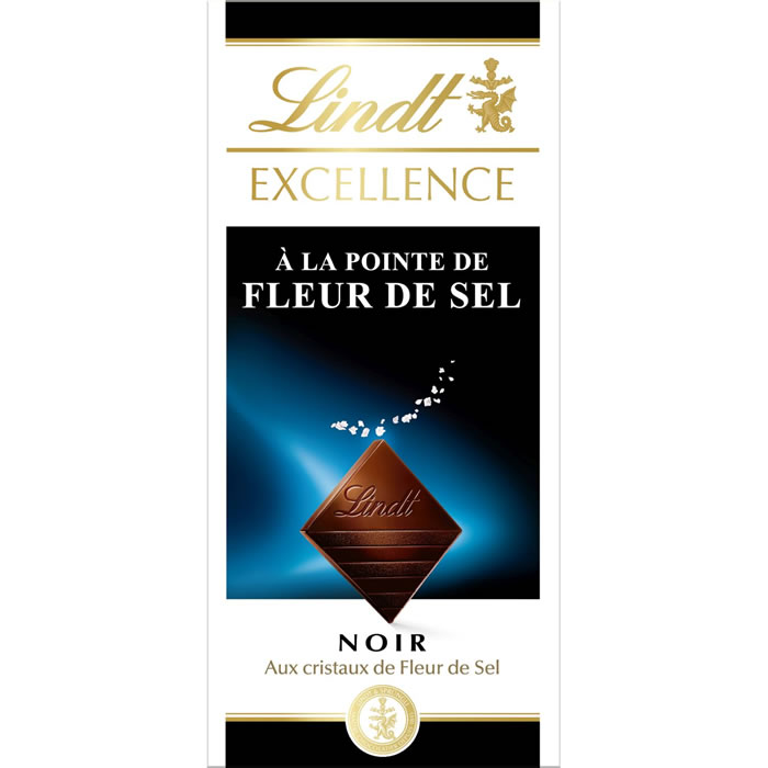 LINDT Excellence – Chocolat noir, extra-fin traditionnel, à la fleur de sel. 100 g