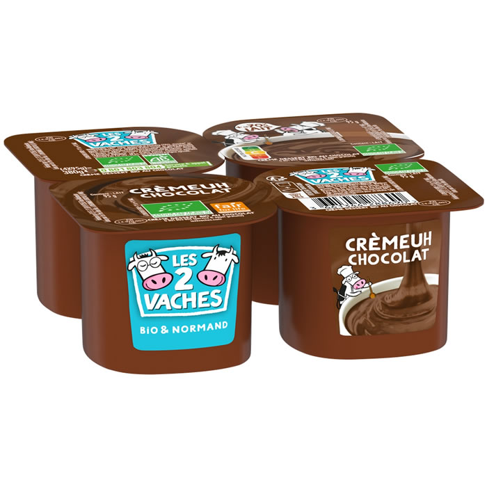 Les 2 Vaches – Crème dessert au chocolat bio 4x95g