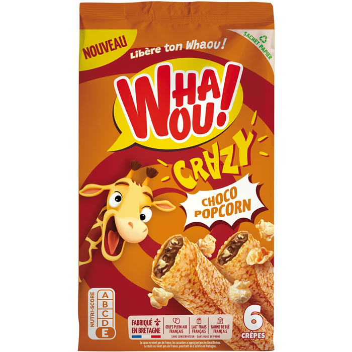 WHAOU Crazy Crêpes fourrées au chocolat au lait et pop corn