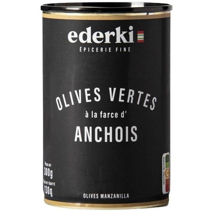EDERKI – Olives vertes farcies aux Anchois – 130 g