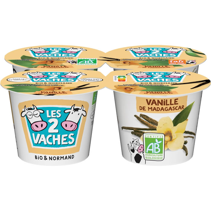 Les 2 Vaches – Yaourts à la vanille de Madagascar bio 4x115g