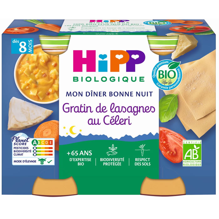 HiPP Bonne Nuit – Gratin de lasagnes au céleri 2×190 g
